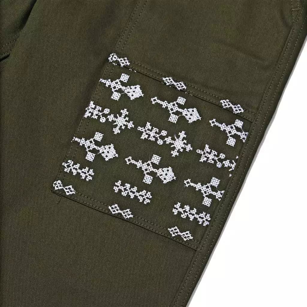 Sashiko Fatigue Pants Army — foto 3